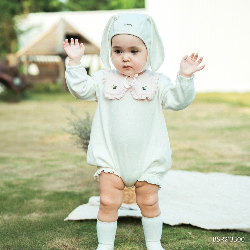 (1M-9M) Body chip dài tay Thu êm bèo cổ Jacquard Bubaby Siro BSR213300 | Body BU Baby chính hãng