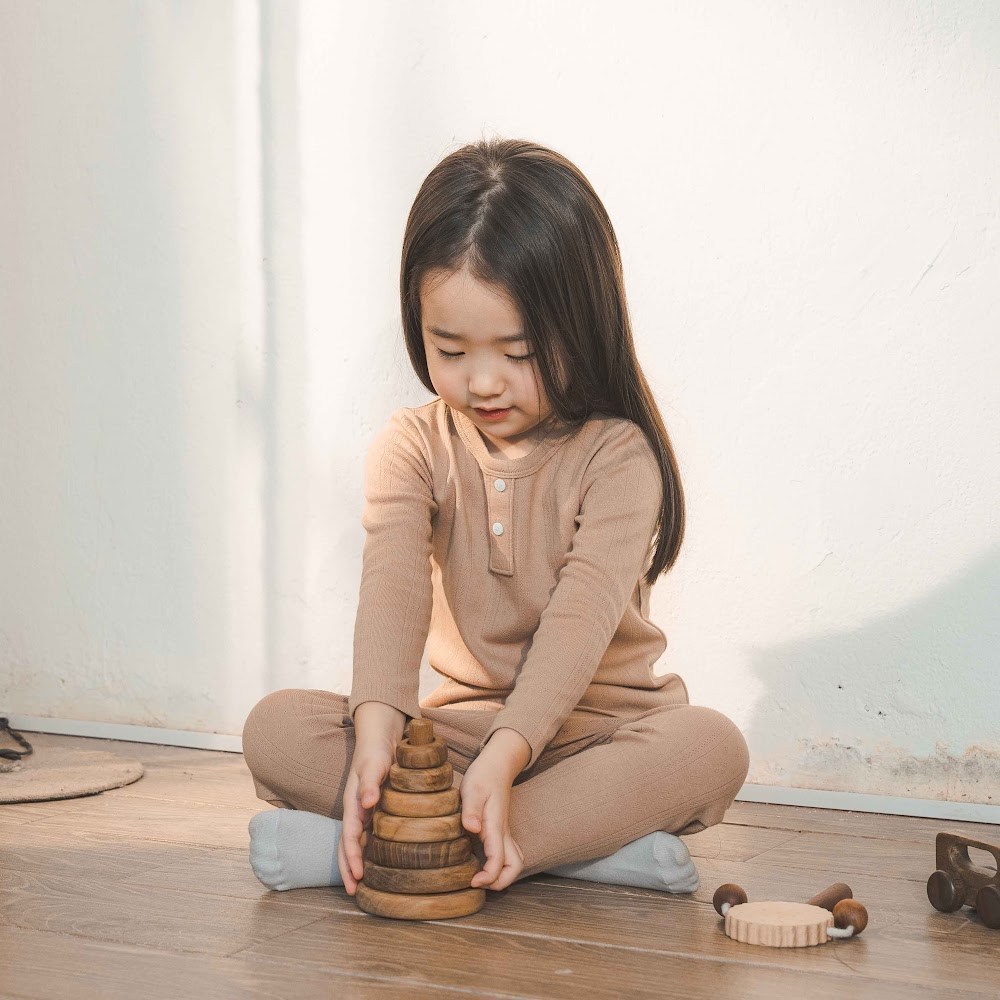(6M-3Y) Bộ dài tay cổ trụ Thu êm BU Siro Jacquard BU Baby BSR110301 | Quần áo chính hãng