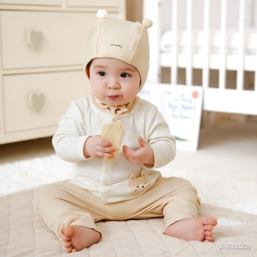 (1M-12M) Bộ dài tay cài giữa Mùa Thu êm cổ tàu BU Baby Siro BSR110209 | Quần áo chính hãng