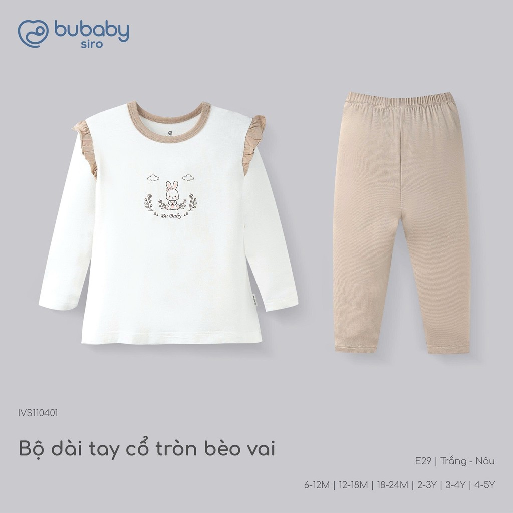 BU Baby (6M-5Y) Bộ dài tay cổ tròn Thu êm Bubaby Bambus BBB110406 | Quần áo BU chính hãng