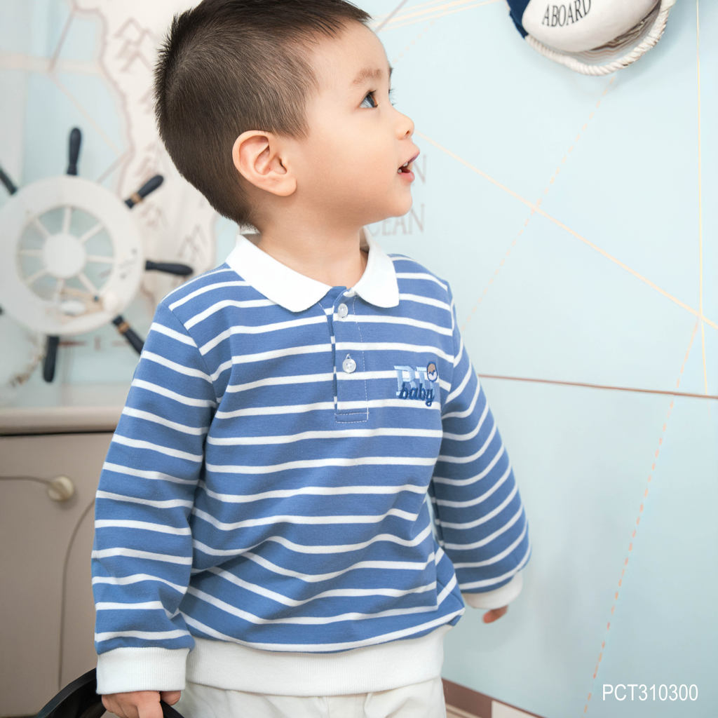 (6M-5Y) Áo Polo dài tay Mini Lines BU Baby Ponie, Cotton áo dài tay thu đông, áo dài tay trẻ em | PCT310300