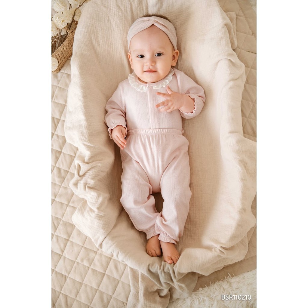 (1M-12M) Bộ dài tay cài giữa bèo cổ mùa Thu êm Siro Jacquard BU Baby BSR110210 | Quần áo chính hãng