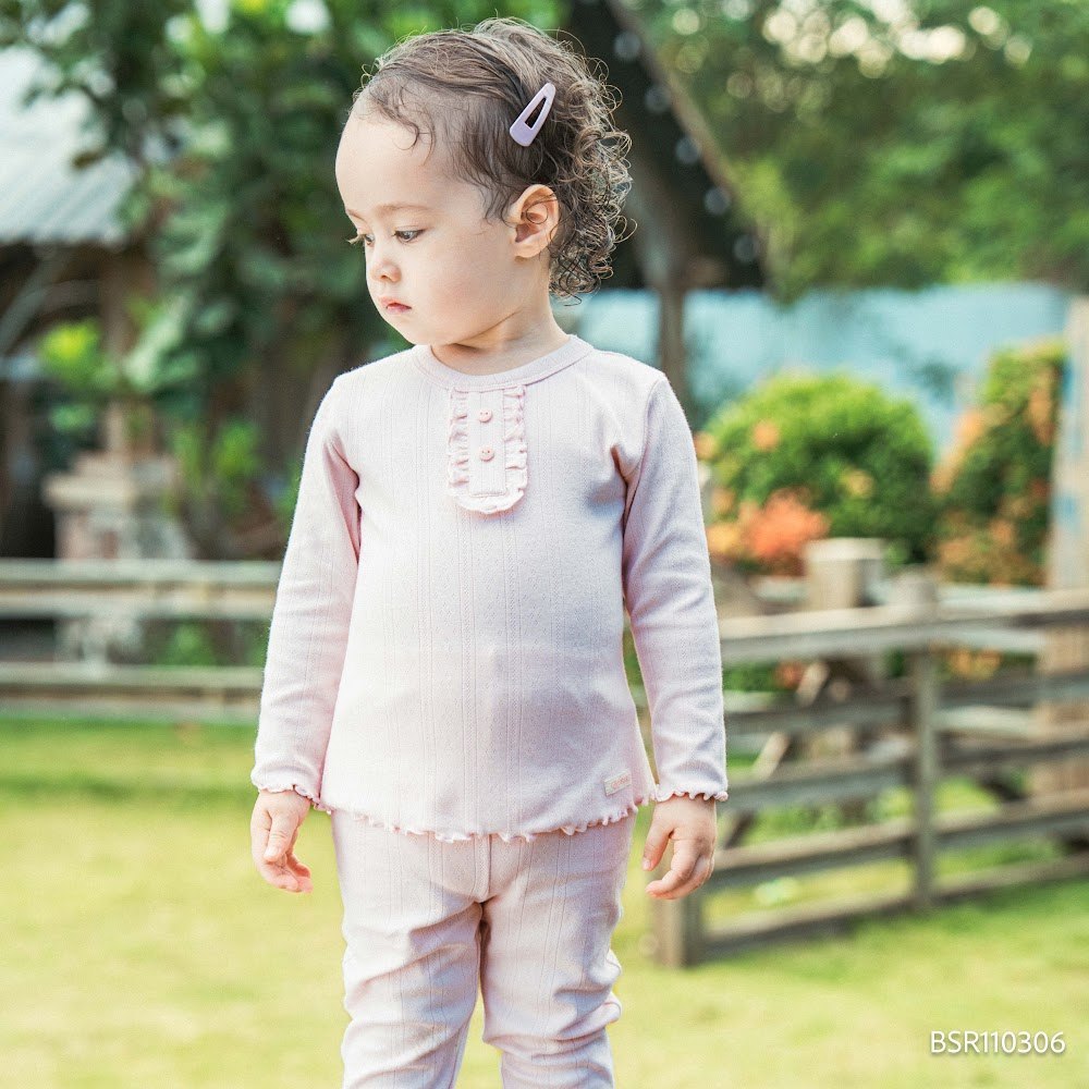 (6M-5Y) Bộ dài tay cổ trụ bèo Thu êm Bubaby Siro Jacquard BU Baby BSR110306 | Quần áo BU Baby chính hãng