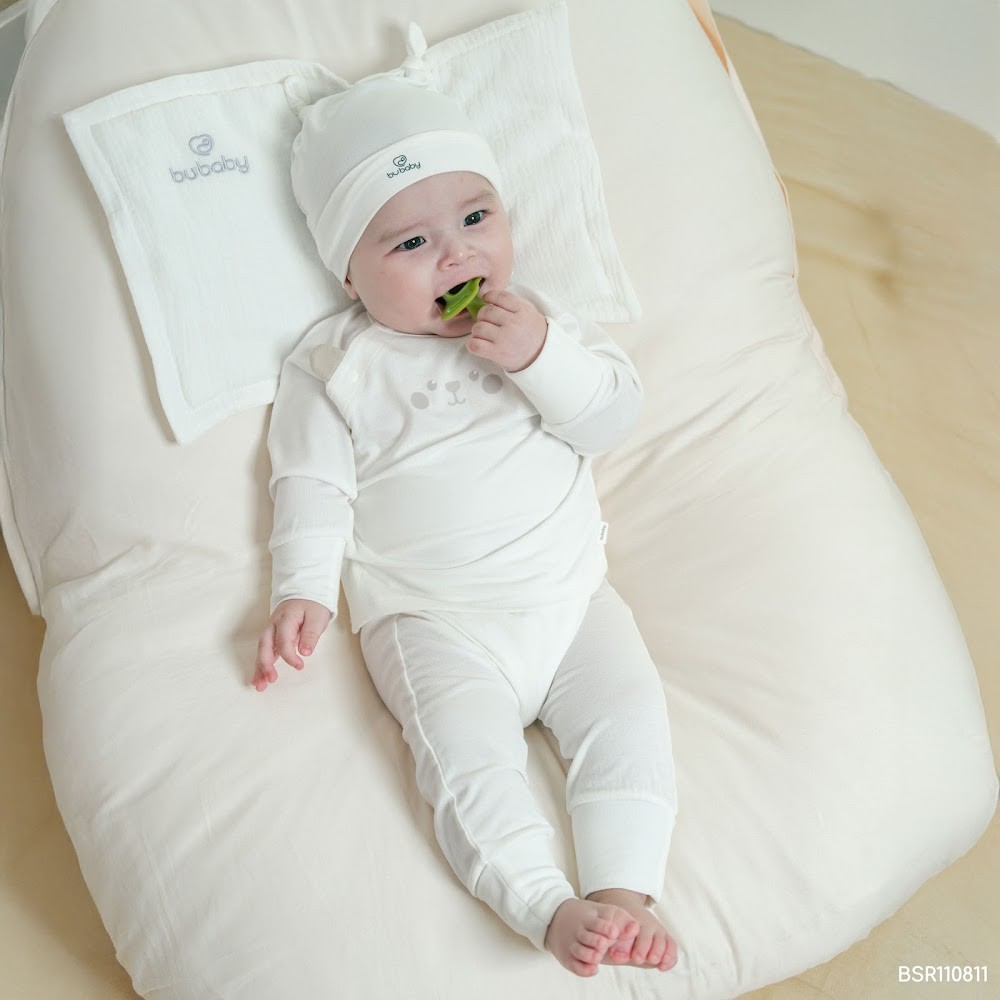 BU Baby (NB-6M) Bộ dài tay cài chéo tai gấu Bubaby Siro  BSR110811| Quần áo chính hãng