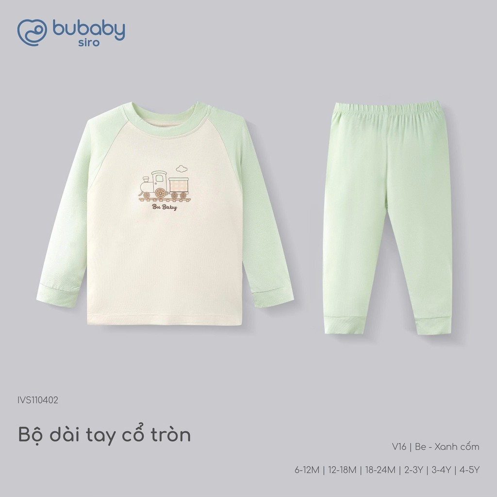 (6M-5Y) Bộ dài tay cổ tròn BUBABY Vải  Mềm mát Signature Cao Cấp Cho Bé