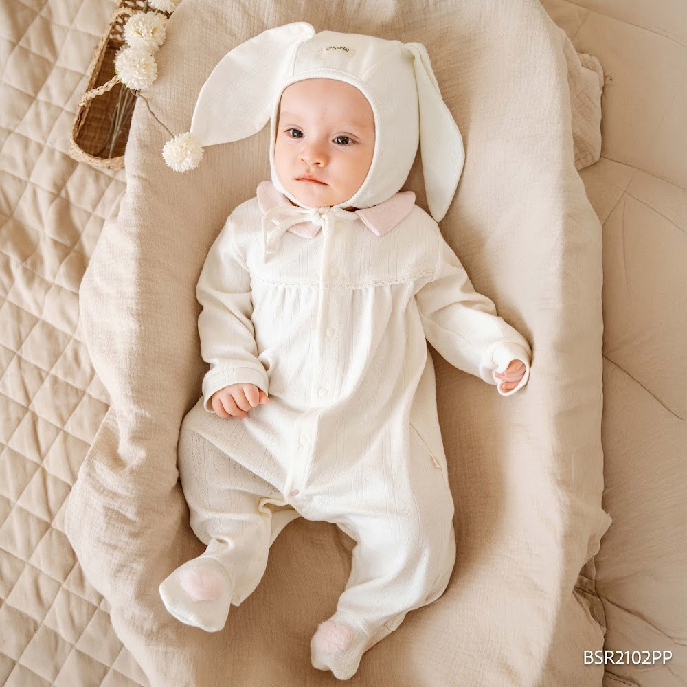 (NB-3M) Body dài tay cài giữa Mùa Thu êm cổ Peter Pan Bubaby Siro BSR2102PP | Quần áo chính hãng