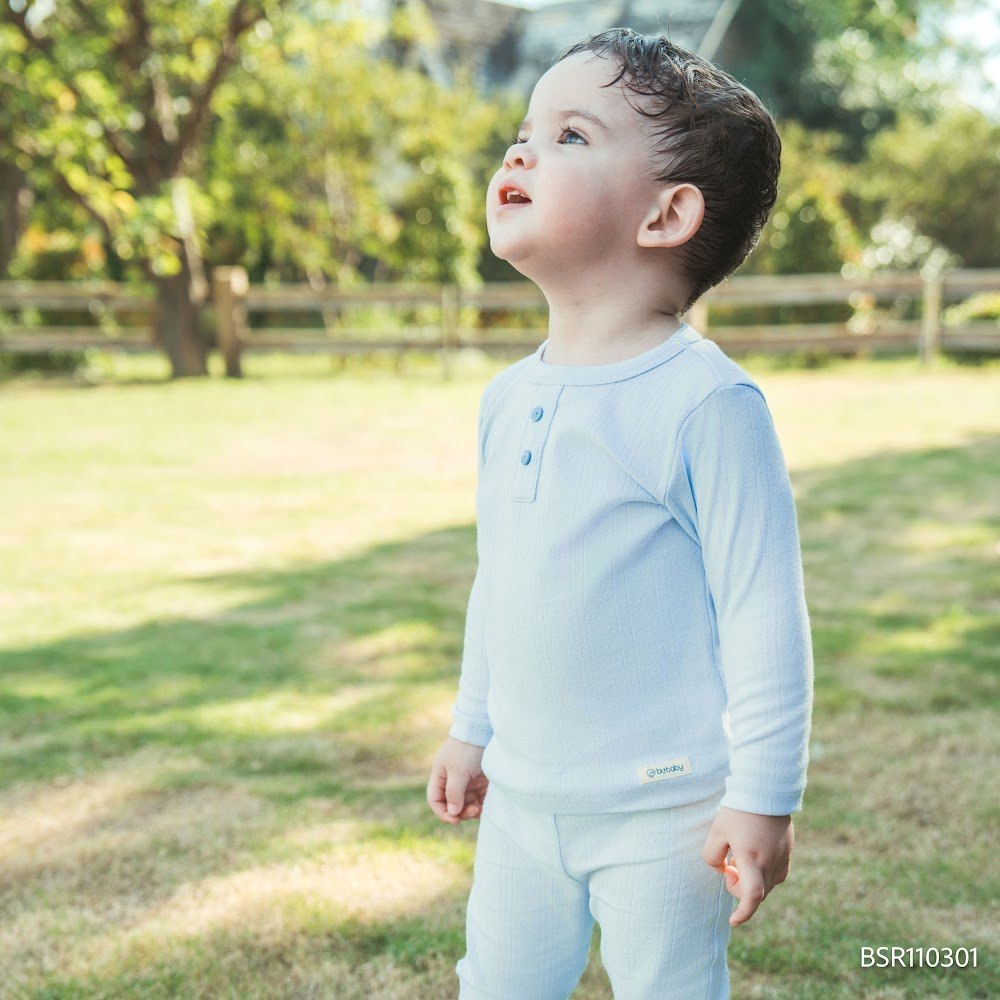 (6M-3Y) Bộ dài tay cổ trụ Thu êm BU Siro Jacquard BU Baby BSR110301 | Quần áo chính hãng