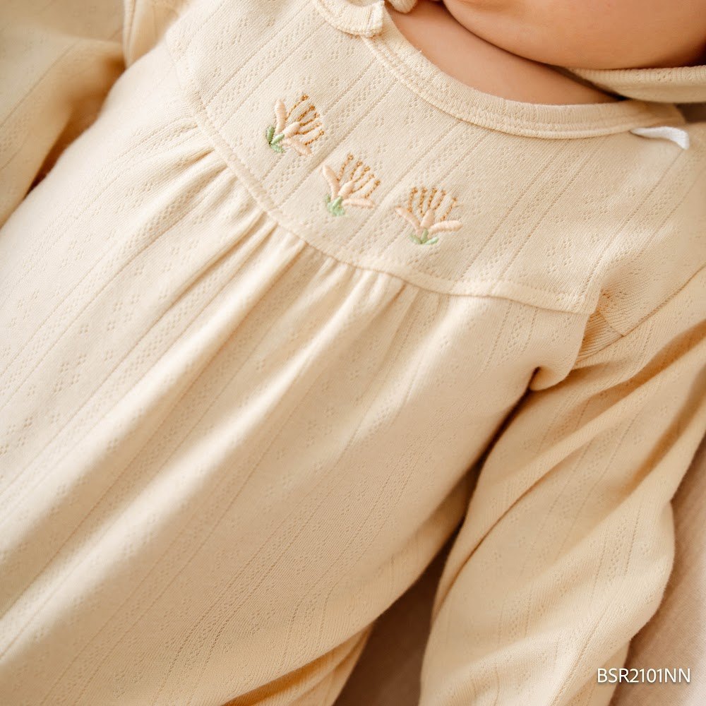 (1M-12M) Body dài tay cài vai Nhún ngực mùa Thu êm Bubaby Siro BSR2101NN | Body chính hãng