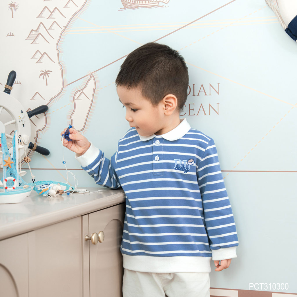 (6M-5Y) Áo Polo dài tay Mini Lines BU Baby Ponie, Cotton áo dài tay thu đông, áo dài tay trẻ em | PCT310300