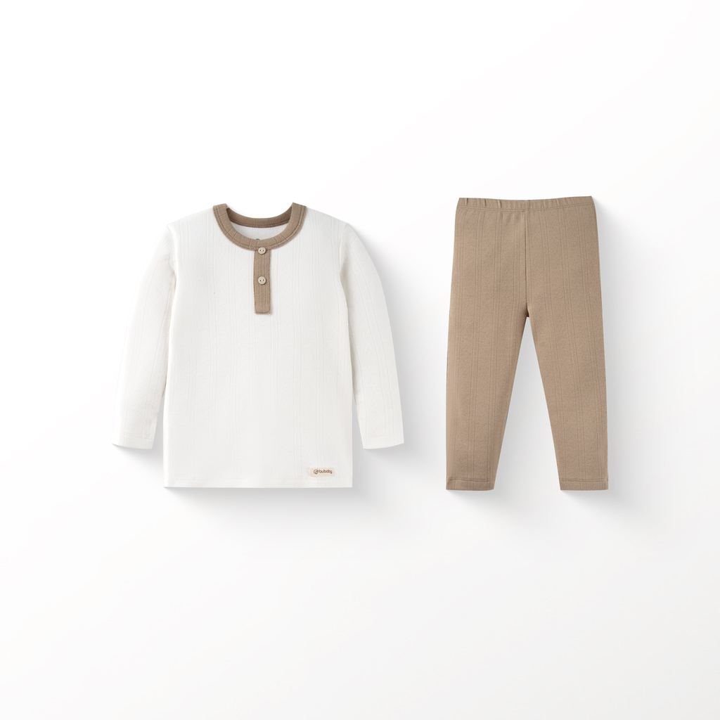 BU Baby (6M-3Y) Bộ dài tay cổ trụ Thu êm BU Siro Jacquard BU Baby SCT110301| Quần áo chính hãng