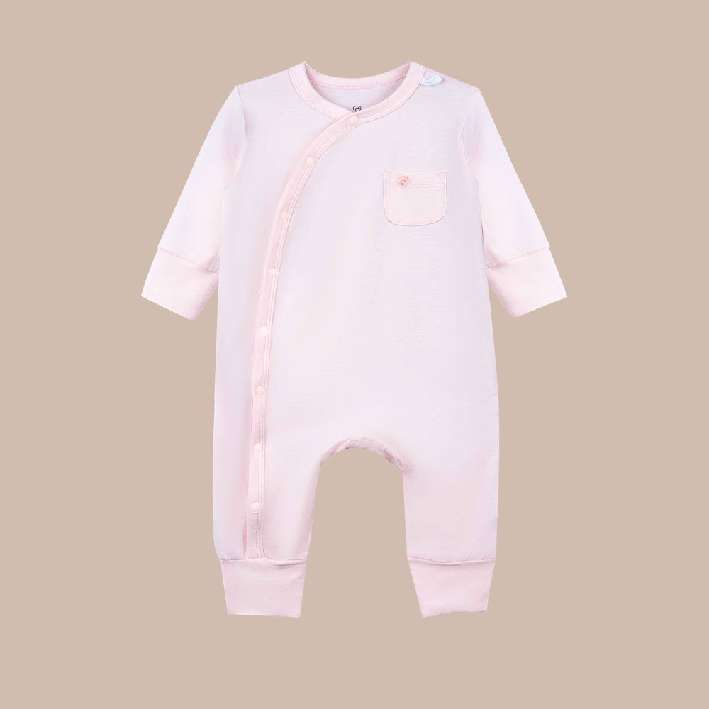 BU Baby (NB-3M) Body dài tay cài chéo Túi ngực thoáng mát BU Bambus IBB2108TN | Quần áo chính hãng