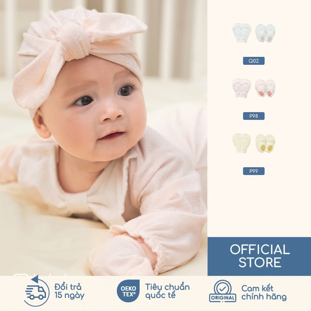 BU Baby Bộ bao chân, bao tay nơ xinh yêu cho bé gái Viscose Cotton AVC400030 | Phụ kiện chính hãng