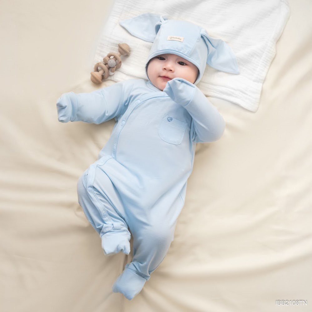 BU Baby (NB-3M) Body dài tay cài chéo Túi ngực thoáng mát BU Bambus IBB2108TN | Quần áo chính hãng