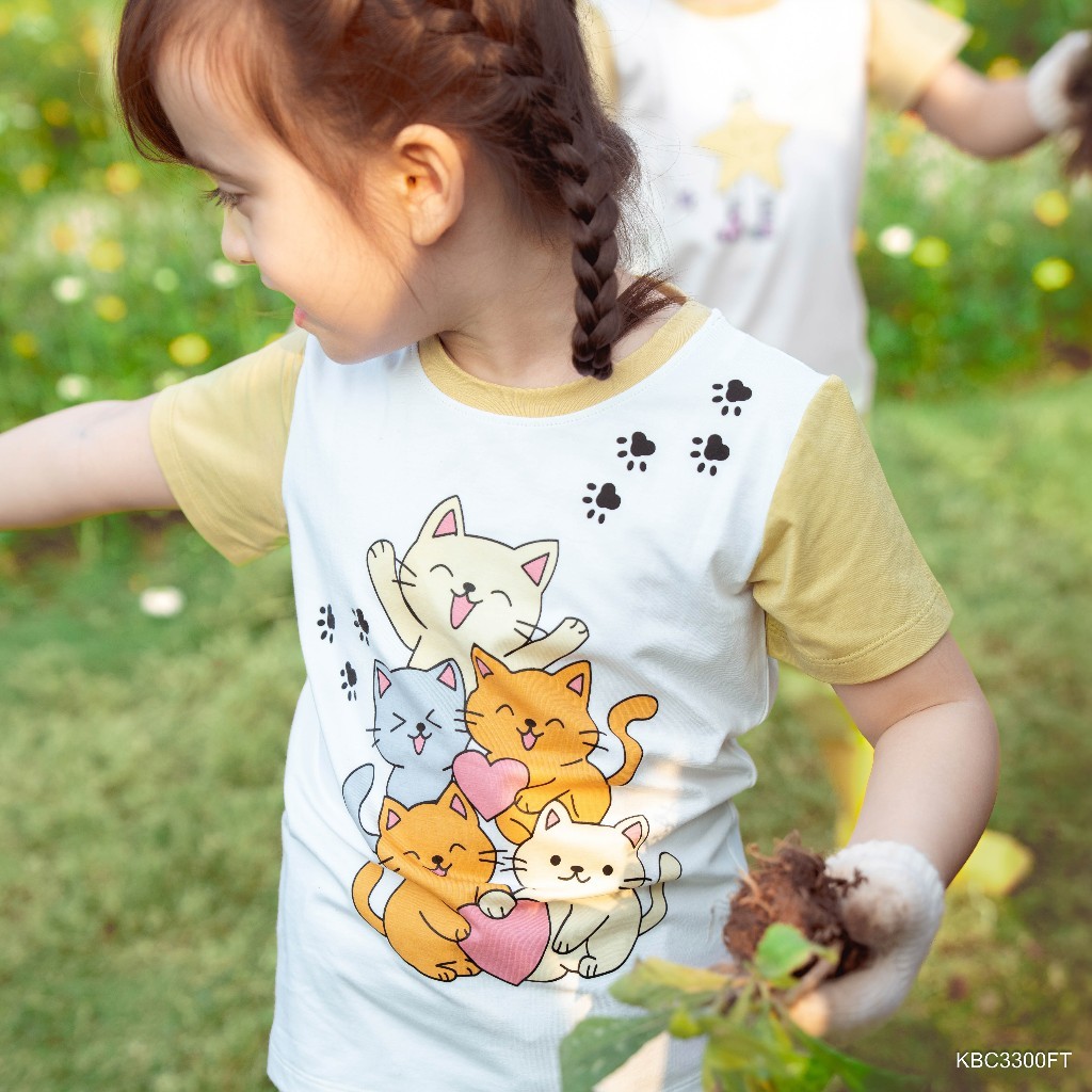 BU Baby (6M-5Y) Áo ngắn tay cổ tròn cho bé Bubaby Bamboo Cotton KBC3300FC | Quần áo chính hãng