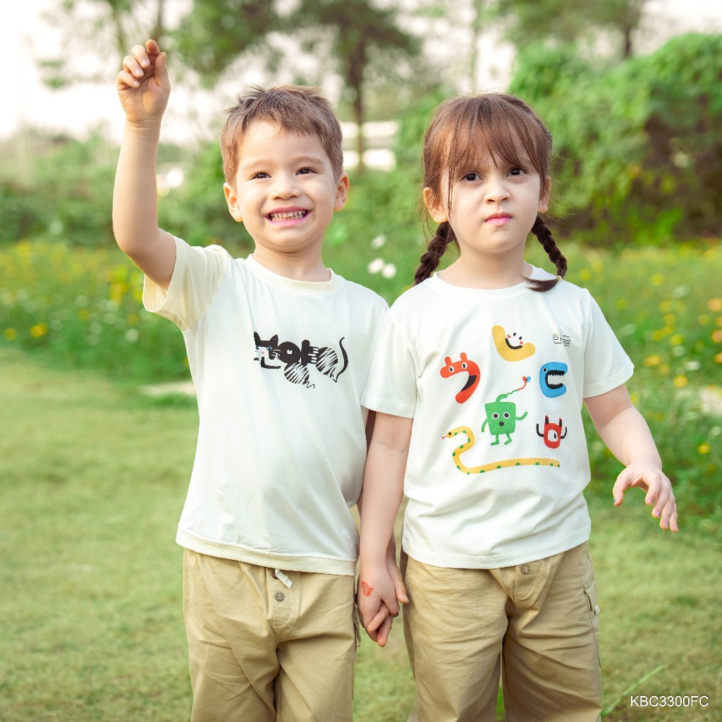 BU Baby (6M-5Y) Áo ngắn tay cổ tròn cho bé Bubaby Bamboo Cotton KBC3300FC | Quần áo chính hãng