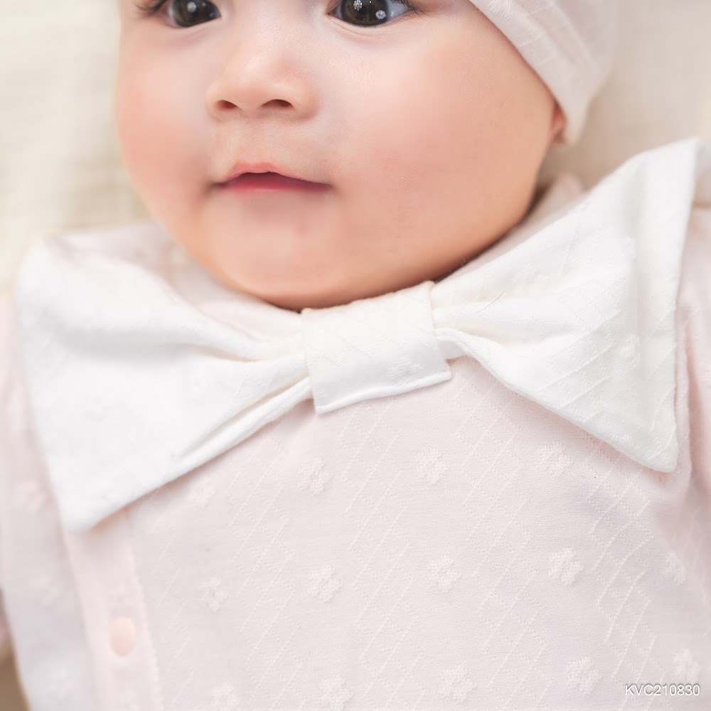 BU Baby (0M-6M) Bodysuit dài tay cài chéo nơ xinh bé gái Viscose Cotton KVC210830 | Body Chính hãng