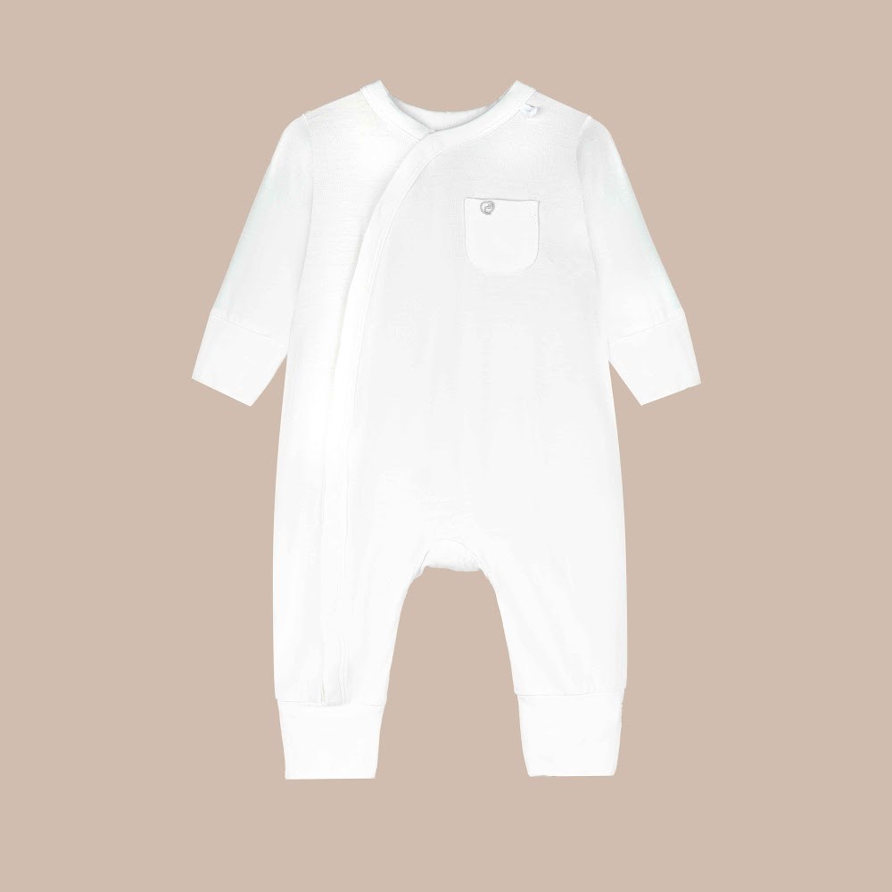 BU Baby (NB-3M) Body dài tay cài chéo Túi ngực thoáng mát BU Bambus IBB2108TN | Quần áo chính hãng