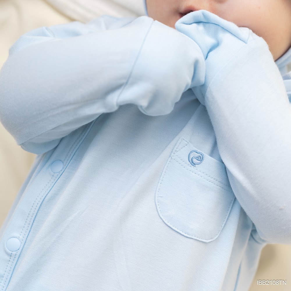 BU Baby (NB-3M) Body dài tay cài chéo Túi ngực thoáng mát BU Bambus IBB2108TN | Quần áo chính hãng