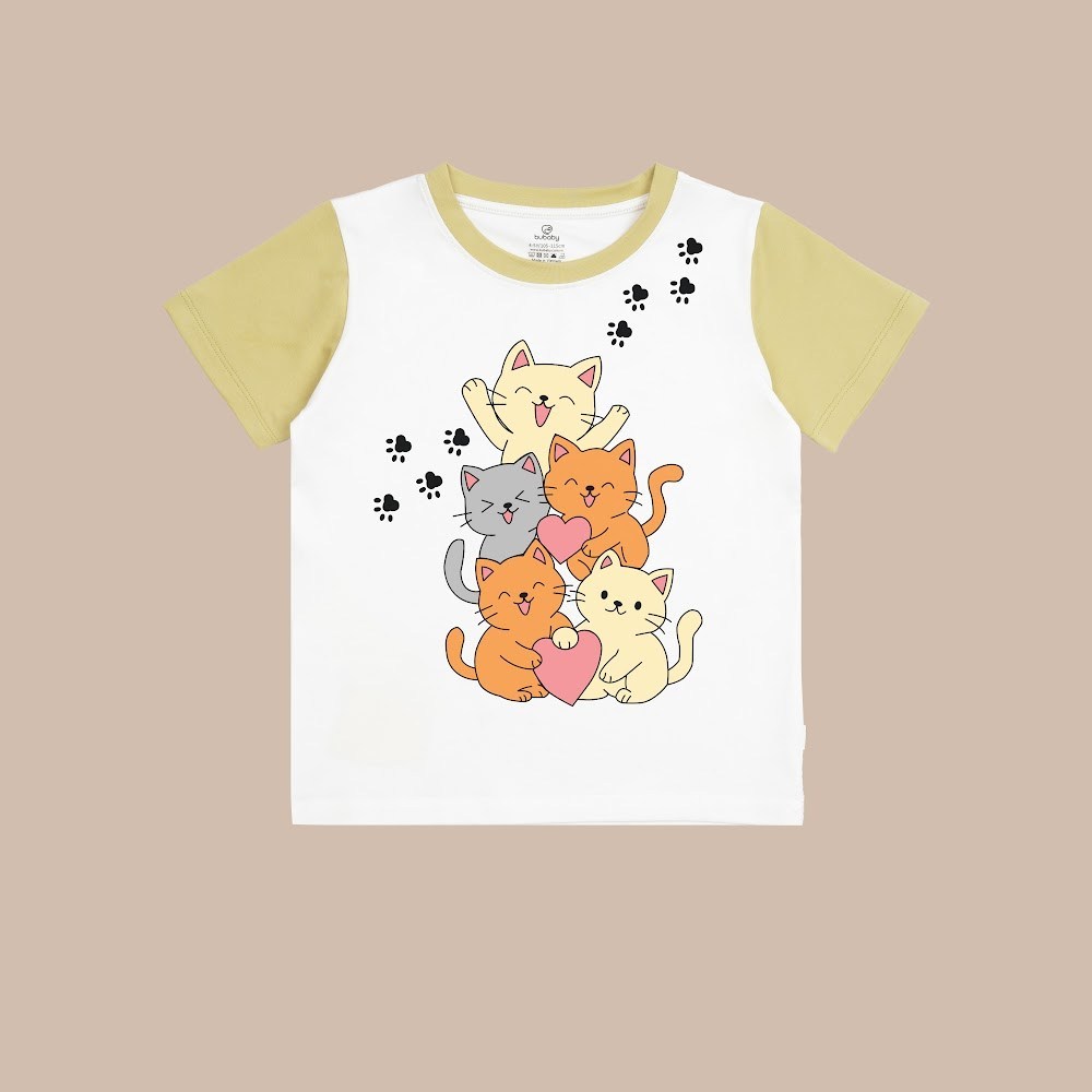 BU Baby (6M-5Y) Áo ngắn tay cổ tròn cho bé Bubaby Bamboo Cotton KBC3300FC | Quần áo chính hãng