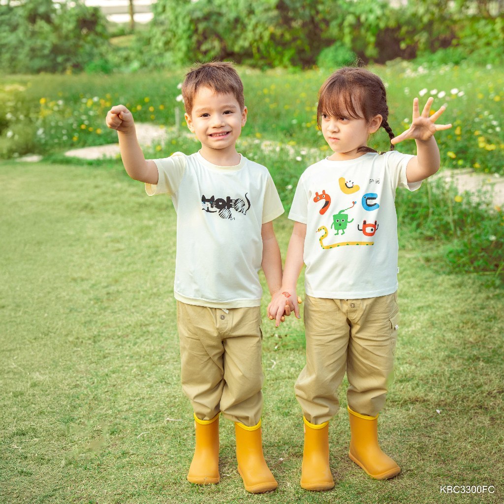 BU Baby (6M-5Y) Áo ngắn tay cổ tròn cho bé Bubaby Bamboo Cotton KBC3300FC | Quần áo chính hãng
