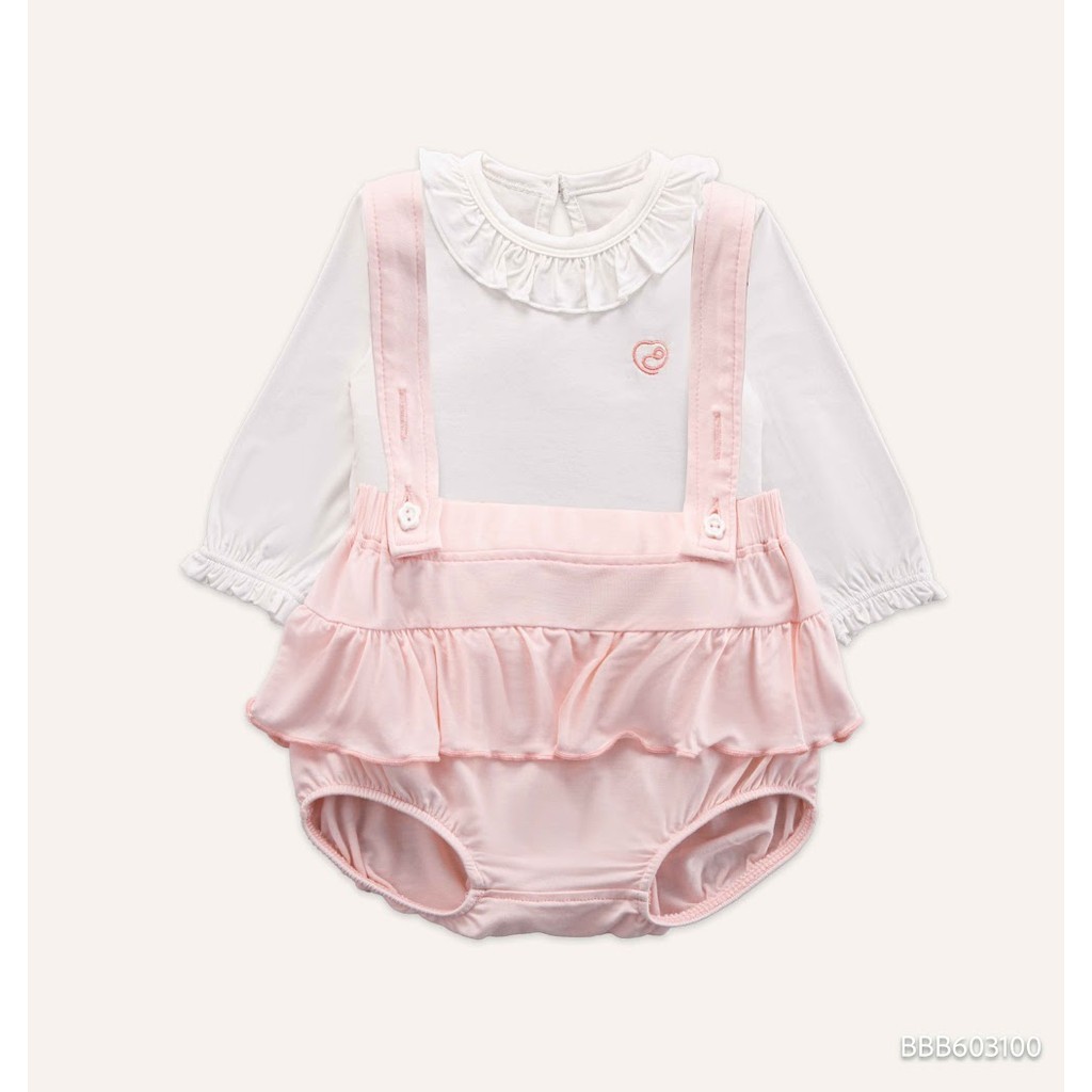 BU Baby (3M-18M) Set váy yếm kèm áo dài tay bé gái Bambus BBB603100 | Váy yếm chính hãng