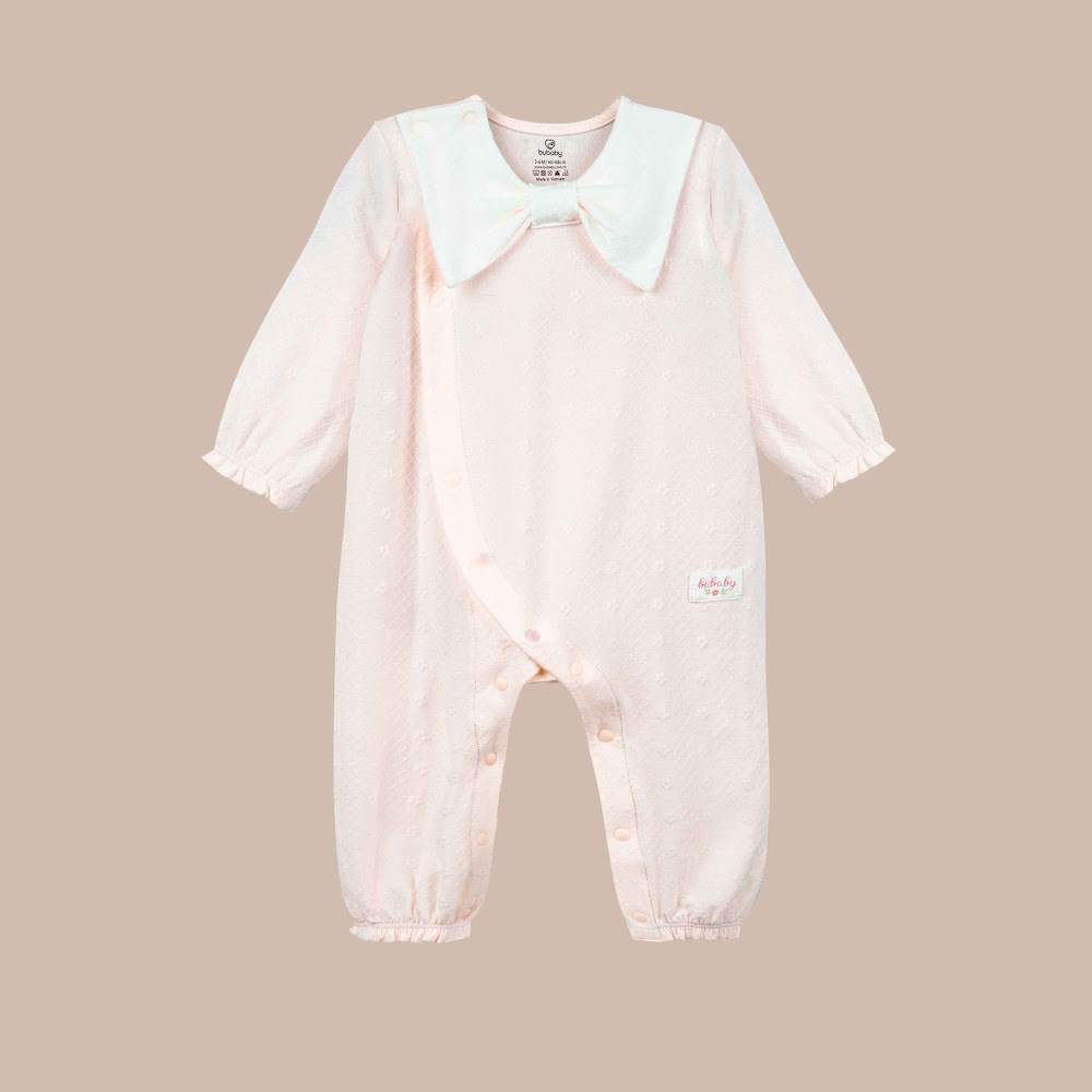 BU Baby (0M-6M) Bodysuit dài tay cài chéo nơ xinh bé gái Viscose Cotton KVC210830 | Body Chính hãng