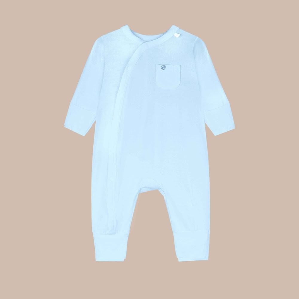 BU Baby (NB-3M) Body dài tay cài chéo Túi ngực thoáng mát BU Bambus IBB2108TN | Quần áo chính hãng