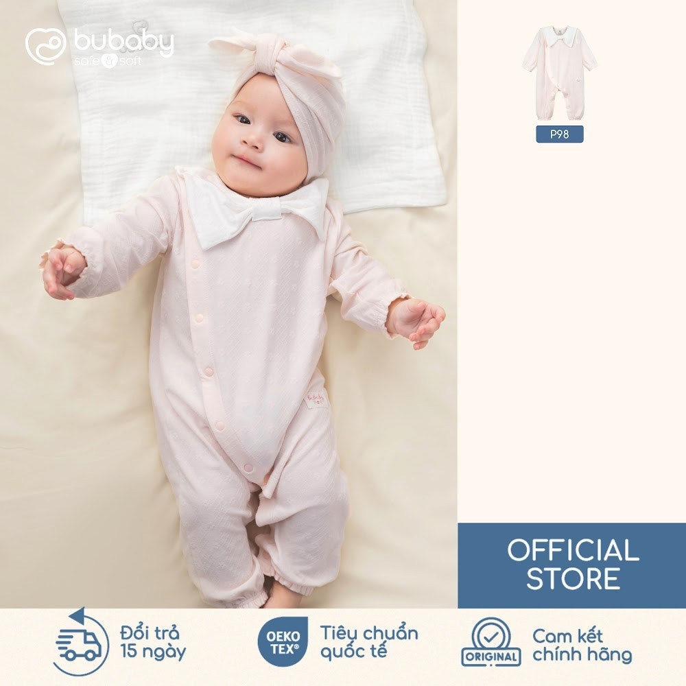BU Baby (0M-6M) Bodysuit dài tay cài chéo nơ xinh bé gái Viscose Cotton KVC210830 | Body Chính hãng
