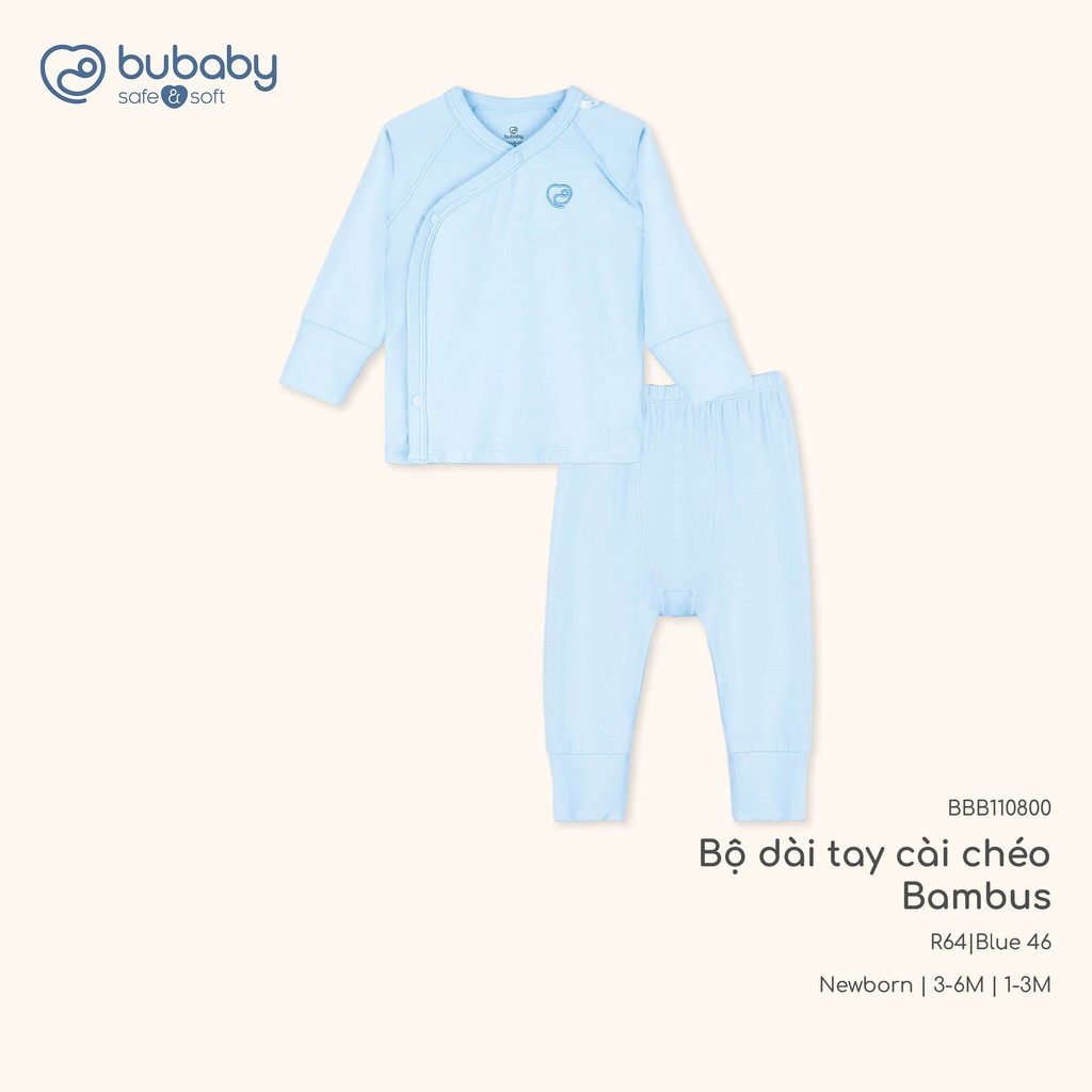 BU Baby (NB-6M) Bộ dài tay cài chéo Bao tay chân Lật Bambus BBB110800 | Quần áo Chính hãng