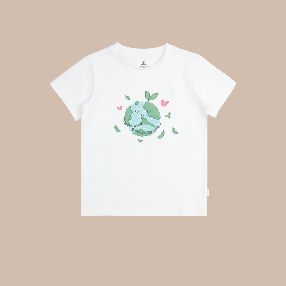 BU Baby (6M-5Y) Áo ngắn tay cổ tròn cho bé Bubaby Bamboo Cotton KBC3300FC | Quần áo chính hãng