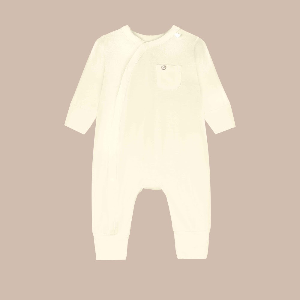 BU Baby (NB-3M) Body dài tay cài chéo Túi ngực thoáng mát BU Bambus IBB2108TN | Quần áo chính hãng