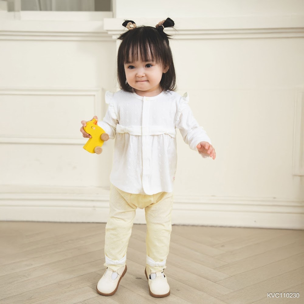 BU Baby (6M-5Y) Bộ dài tay cài giữa thoáng mát nơ xinh Cute bé gái Viscose Cotton KVC11 | Chính hãng