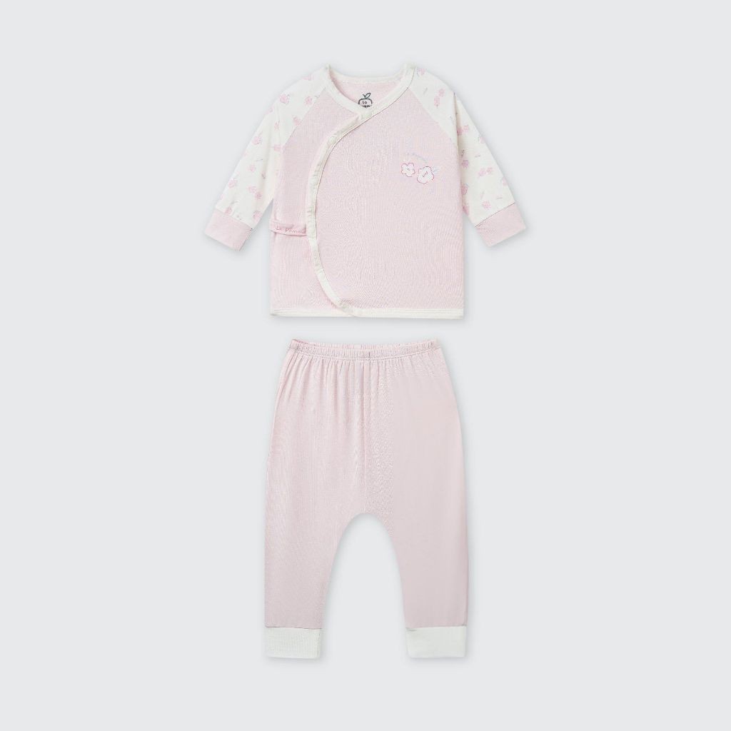 LaPom Bộ dài tay cúc lệch La Pomme phối họa tiết dễ thương - Đồ sơ sinh cho bé - Đồ sơ sinh bé trai bé gái