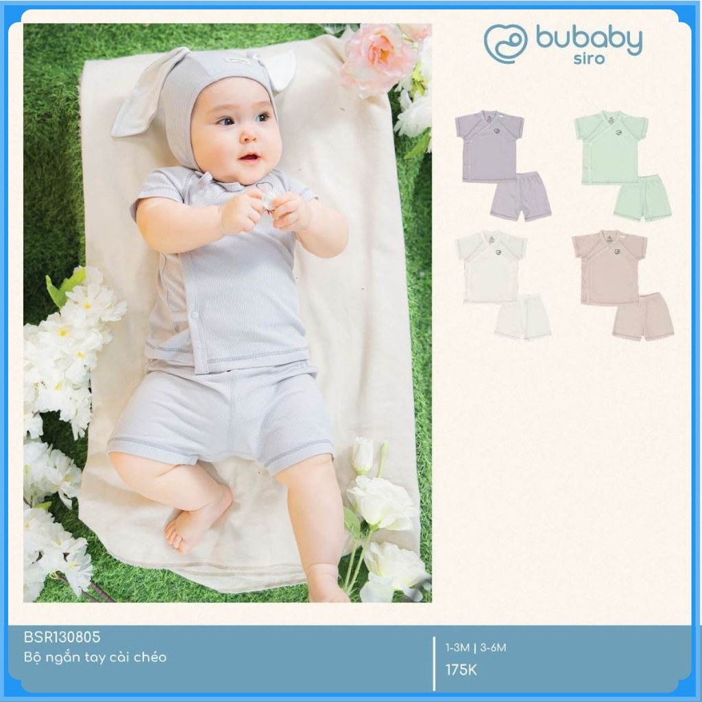 (1M-6M) Bộ ngắn tay cài chéo Siro - BSR130805 | Quần áo BU Baby chính hãng