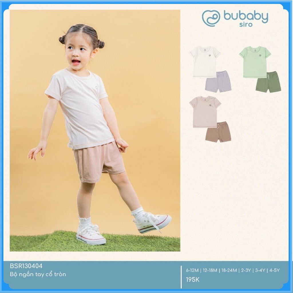 (6M-5Y) Bộ ngắn tay cổ tròn Bubaby Siro - BSR130404 BSR130403 | Quần áo BU Baby chính hãng