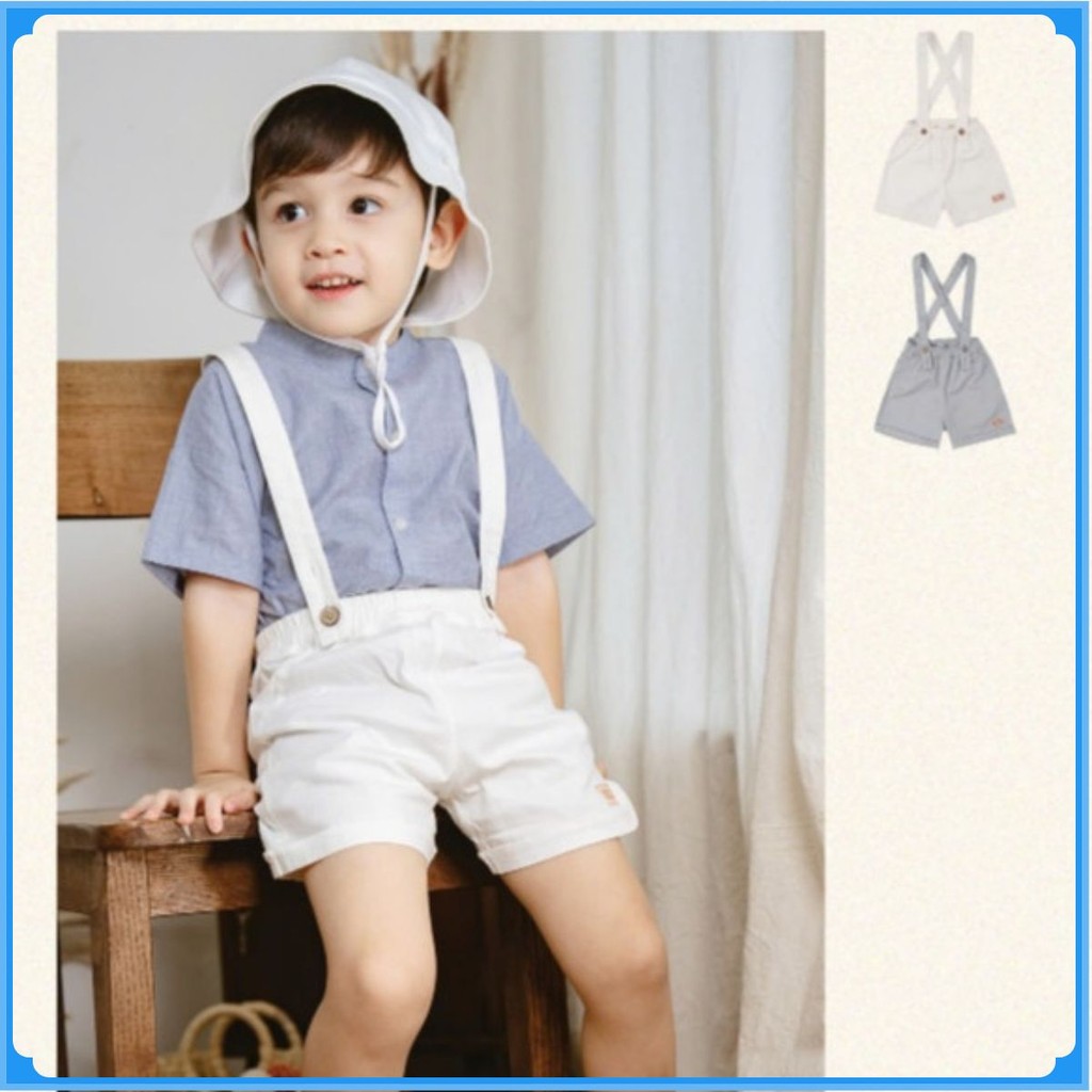 (6M-5Y) Quần yếm đùi Kaki cho bé trai  - BKK433200 | Quần áo BU Baby chính hãng