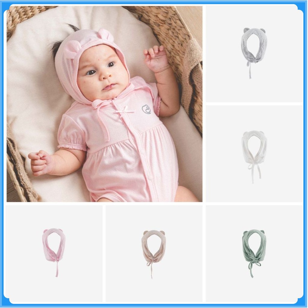 (0M-6M) Mũ buộc dây tai gấu Bubaby Siro cho bé - ASR194322 | Phụ kiện BU Baby chính hãng