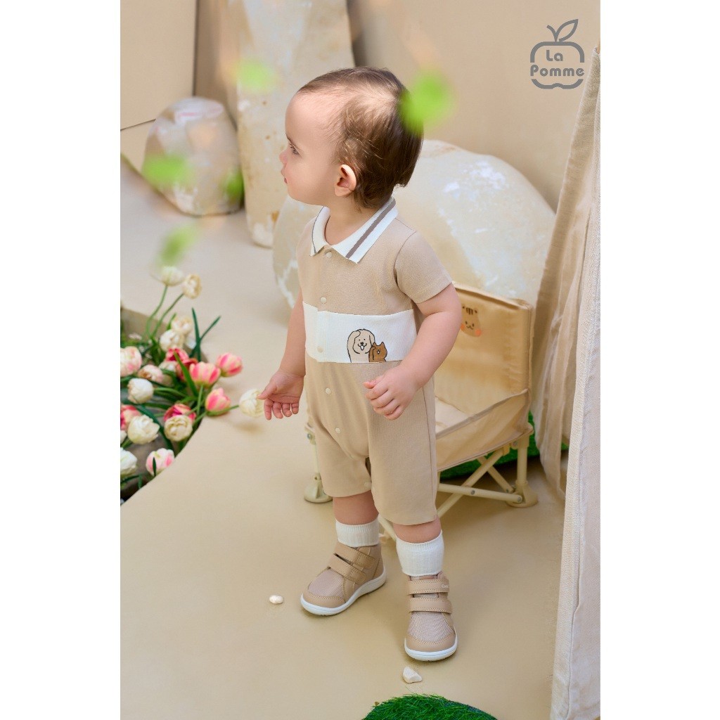 LaPom Body cộc tay La Pomme Cún con phối màu - Đồ sơ sinh cho bé - Đồ sơ sinh bé trai - Baby - Đồ sơ sinh bé gái