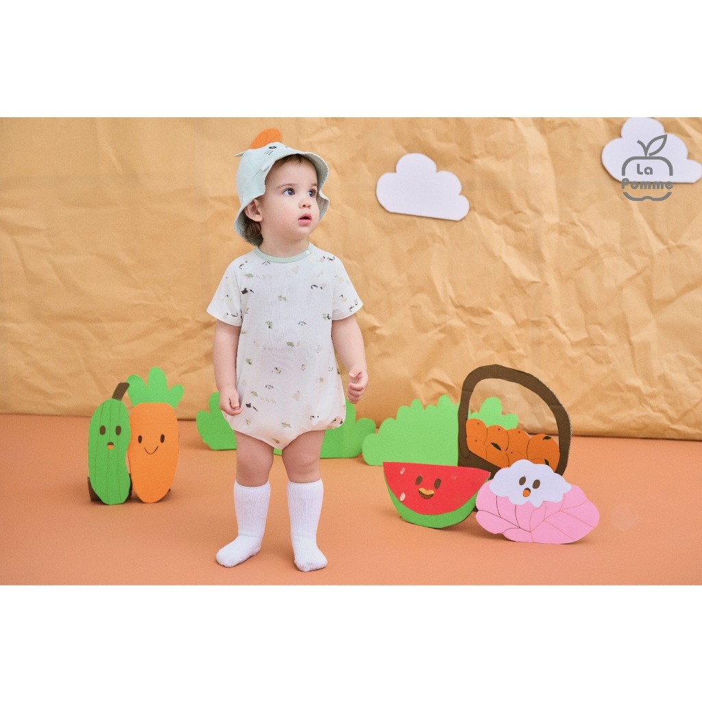LaPom Body cộc tay La Pomme Phối họa tiết đáng yêu - Đồ sơ sinh cho bé - Đồ sơ sinh bé trai - Baby - Đồ sơ sinh bé gái