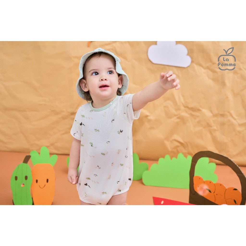 LaPom Body cộc tay La Pomme Phối họa tiết đáng yêu - Đồ sơ sinh cho bé - Đồ sơ sinh bé trai - Baby - Đồ sơ sinh bé gái
