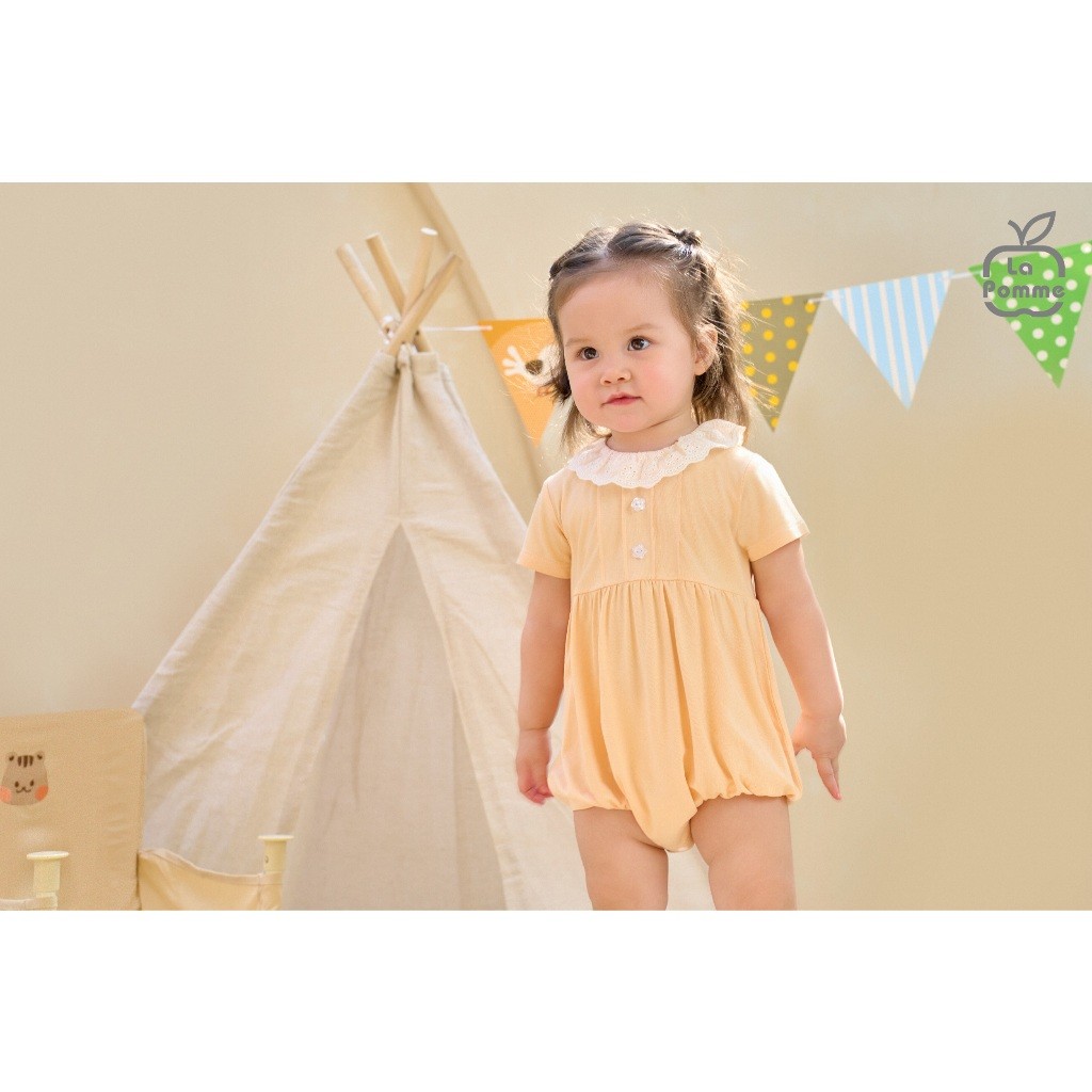 LaPom Body cộc tay La Pomme Bèo nhún cách điệu - Đồ sơ sinh cho bé - Đồ sơ sinh bé trai - Baby - Đồ sơ sinh bé gái