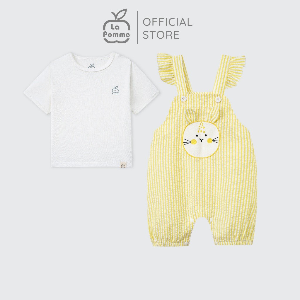 LaPom Bộ yếm rời kèm áo cộc tay La Pomme Thỏ Con Nhí Nhảnh - Đồ sơ sinh cho bé - Đồ sơ sinh bé trai bé gái