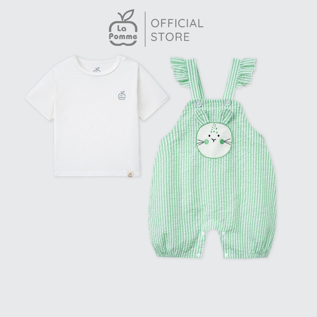 LaPom Bộ yếm rời kèm áo cộc tay La Pomme Thỏ Con Nhí Nhảnh - Đồ sơ sinh cho bé - Đồ sơ sinh bé trai bé gái