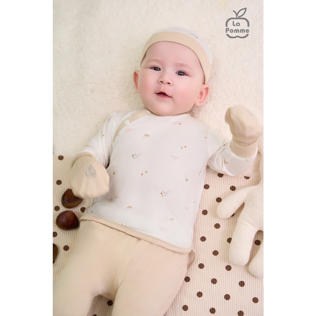 LaPom Bộ dài tay La Pomme cúc thẳng Họa tiết bé xinh - Đồ sơ sinh cho bé - Đồ sơ sinh bé trai - Baby - Đồ sơ sinh bé gái