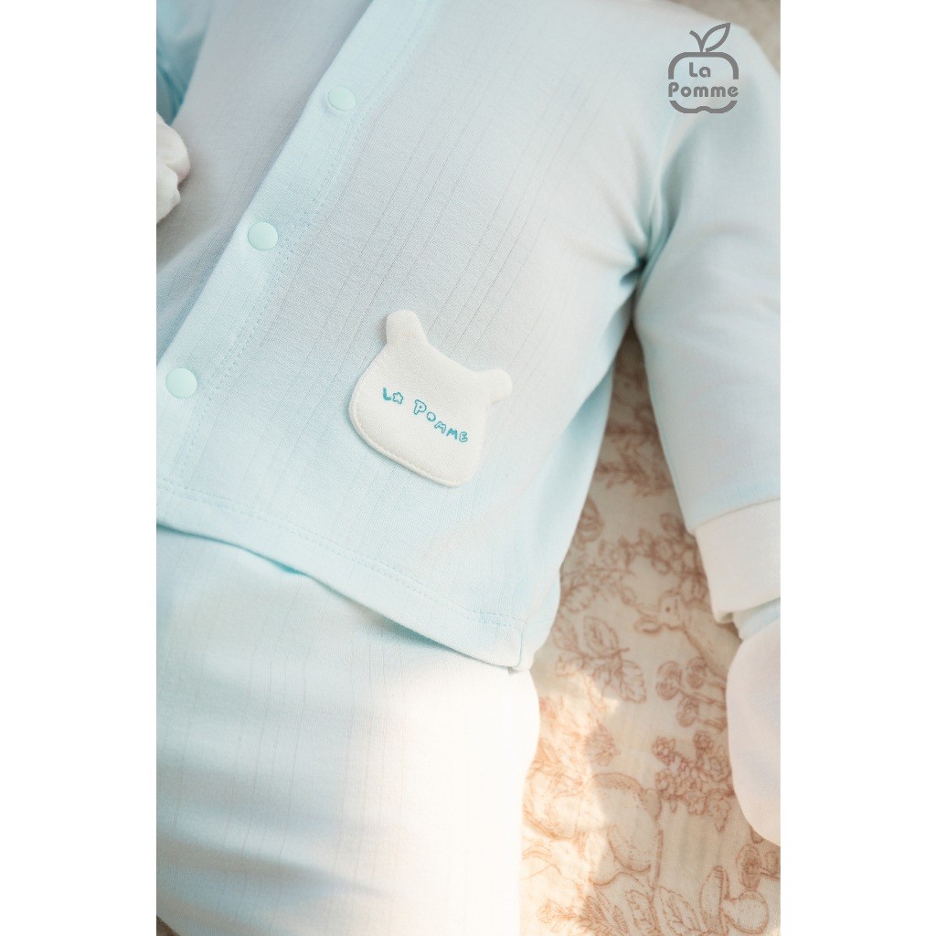 LaPom Bộ dài tay cúc giữa La Pomme Gấu con ngộ nghĩnh - Đồ sơ sinh cho bé - Đồ sơ sinh bé trai bé gái