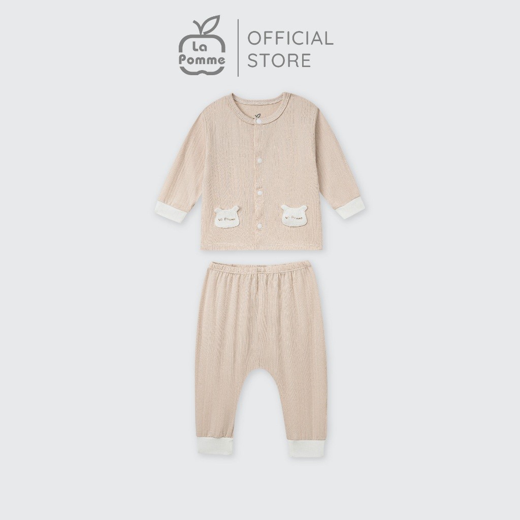 LaPom Bộ dài tay cúc giữa La Pomme Gấu con ngộ nghĩnh - Đồ sơ sinh cho bé - Đồ sơ sinh bé trai bé gái