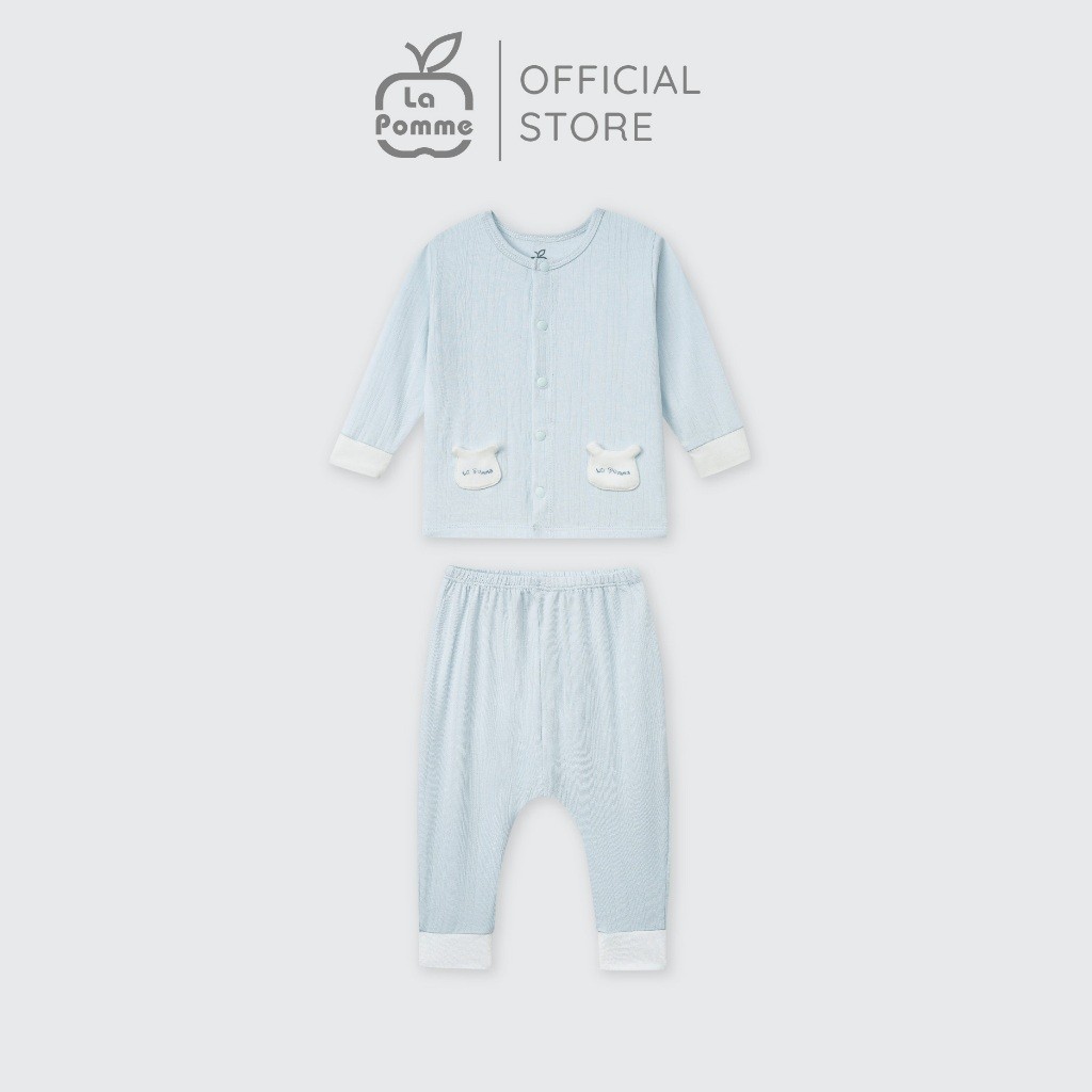LaPom Bộ dài tay cúc giữa La Pomme Gấu con ngộ nghĩnh - Đồ sơ sinh cho bé - Đồ sơ sinh bé trai bé gái