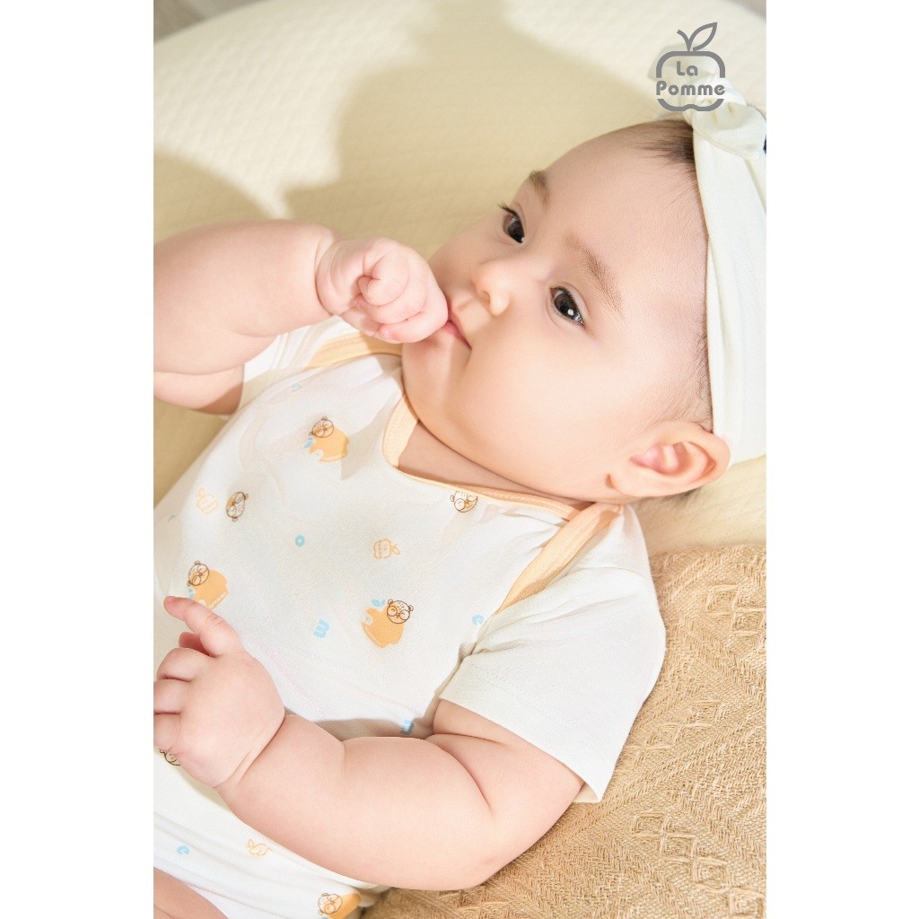 LaPom Set 2 Bodychip cộc La Pomme Cổ cách điệu tiện lợi - Đồ sơ sinh cho bé - Đồ sơ sinh bé trai bé gái