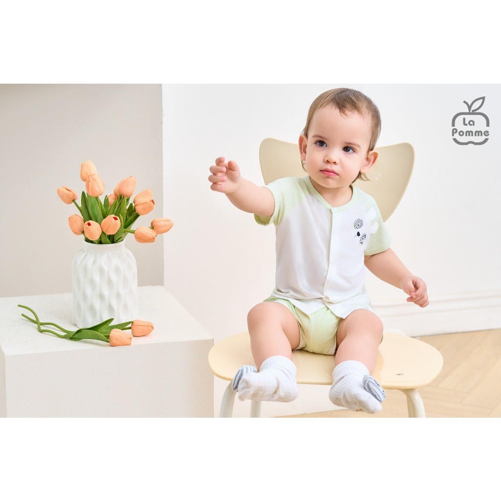 LaPom Bộ cộc tay La Pomme bạn thú hồn nhiên - Đồ sơ sinh cho bé - Đồ sơ sinh bé trai - Baby - Đồ sơ sinh bé gái
