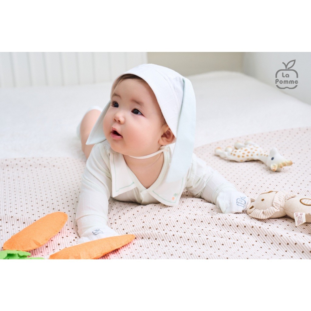 LaPom Bodychip dài tay La Pomme Happy Friend - Đồ sơ sinh cho bé - Đồ sơ sinh bé trai - Baby - Đồ sơ sinh bé gái